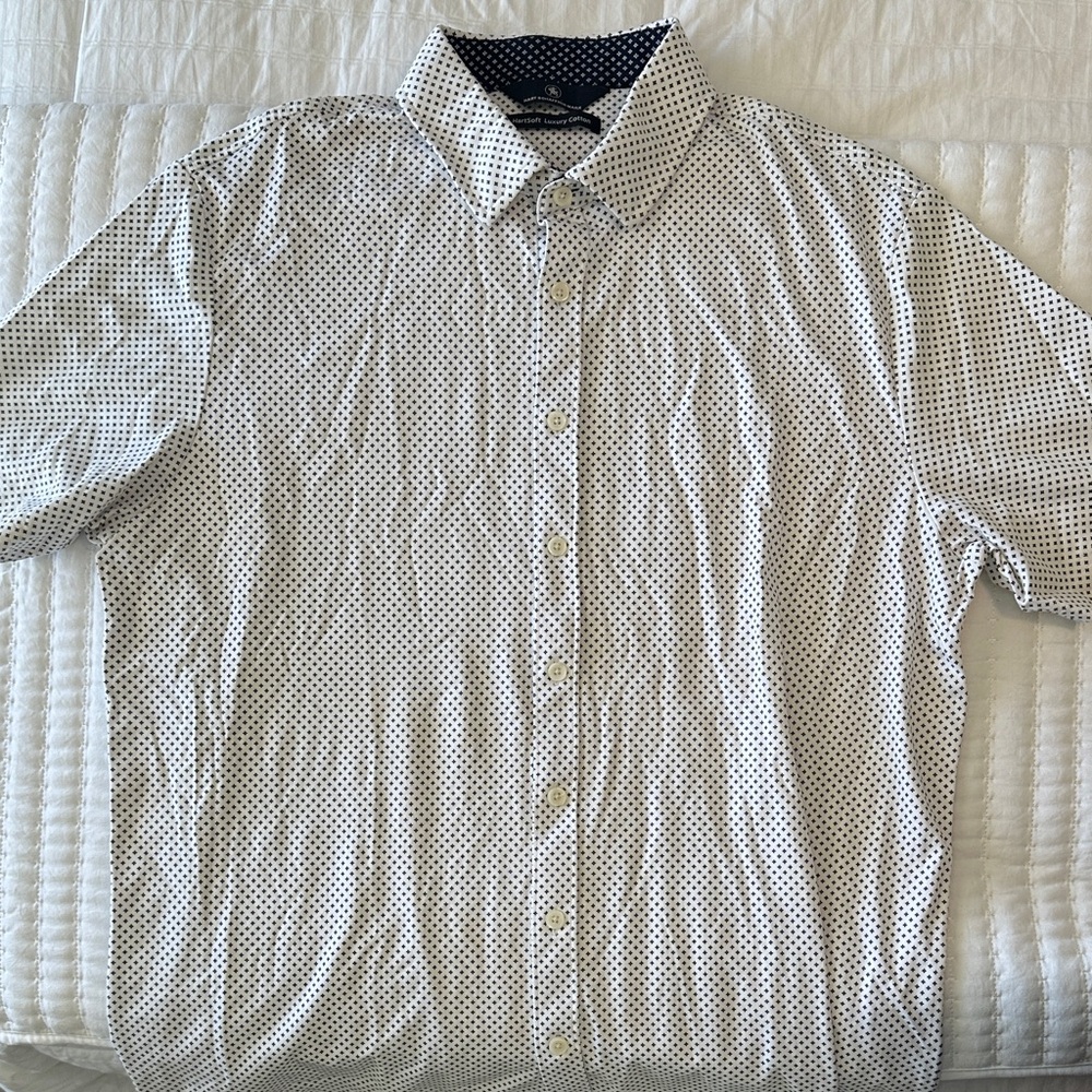 Hart Schaffner Marx White and Black Dot Shirt